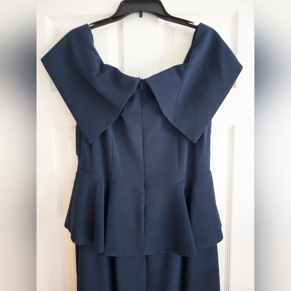NWT Alexander by Daymor 1368 Off Shoulder Peplum Long Dress- Midnight - Picture 8 of 8